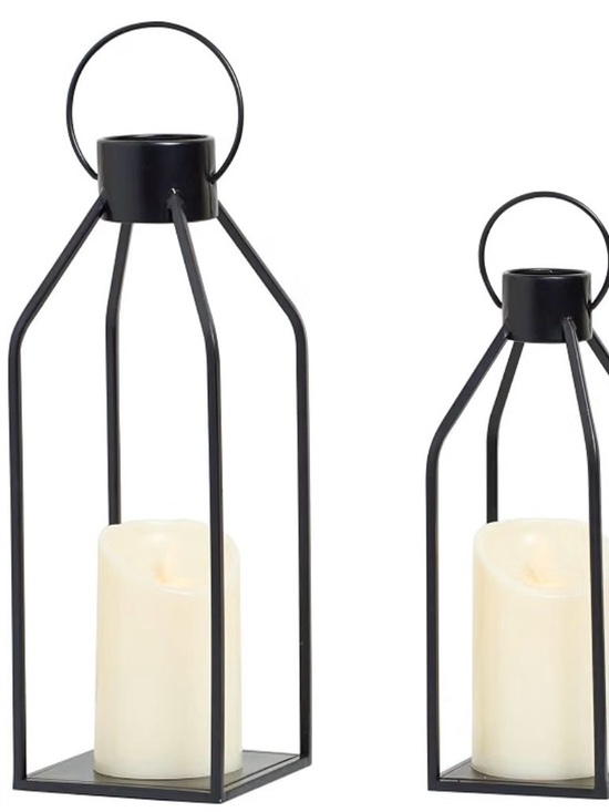 Other - Black Metal Lantern Candle Holders - Set of 2